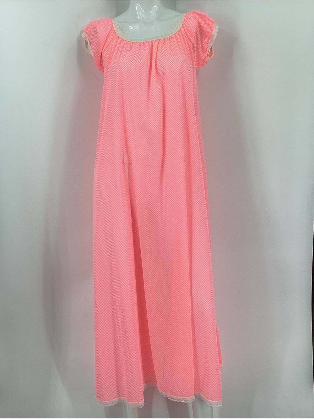 *** Neon Pink & White Check Maxi Nightgown *** S